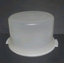 VTG Tupperware Cake Carrier Round Top 684 Clear and Base 683 White