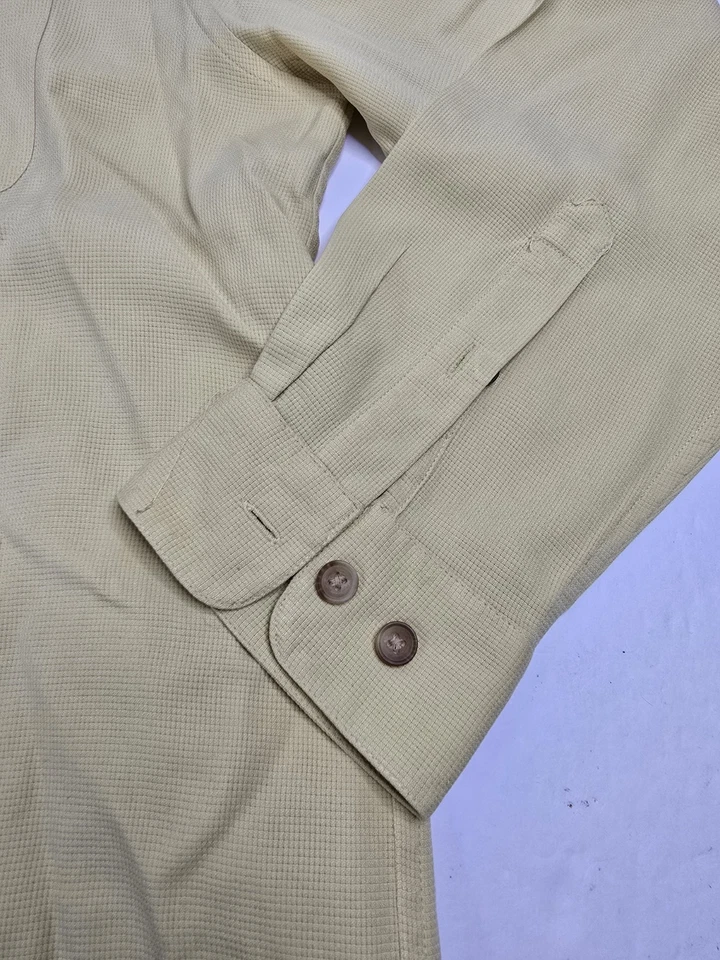 Camisa masculina Travel Smith 100% seda manga longa botão para cima bolso havaiano grande - Imagem 3 de 4