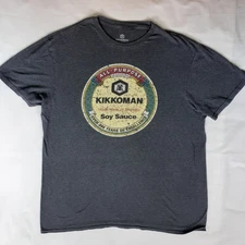 Kikkoman Graphic Tee Mens L Gray Soy Sauce Short Sleeve Shirt Crew Neck