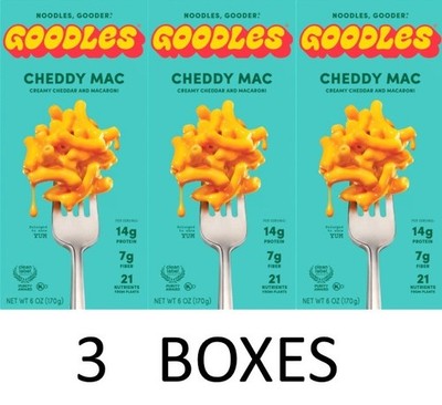 Goodles Mac & Cheese Cheddy Mac Protein Noodles Cheddar 6 Oz Box - 3 BOXES
