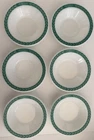 PYREX Double Tough Green Laurel Leaf Restaurant Ware 6.5" Bowls Set of 6 USA