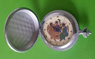 Pobeda/Zim Taschenuhr '' Eichhörnchen & 3 Grazien''- Kal. S  2602 - UdSSR/Russland