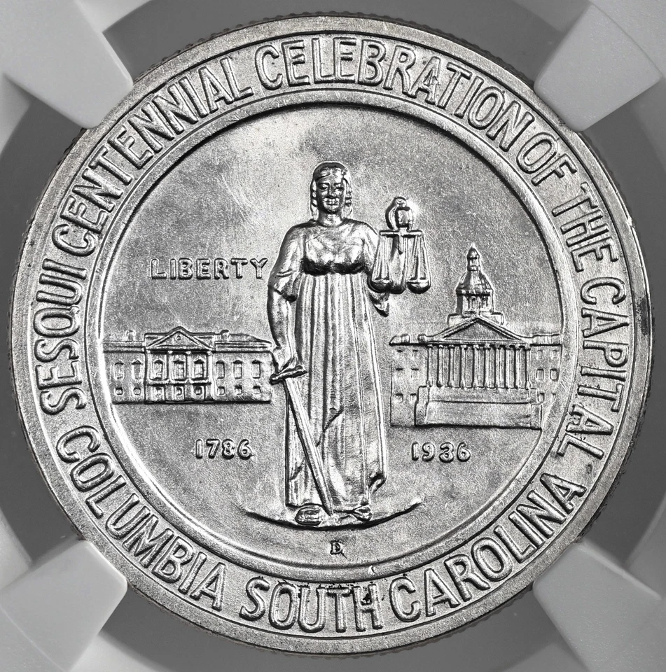 1936-D 50C COLUMBIA SILVER HALF DOLLAR NGC UNC DETAILS "CLEANED" #8405243-022 - Image 2 of 4