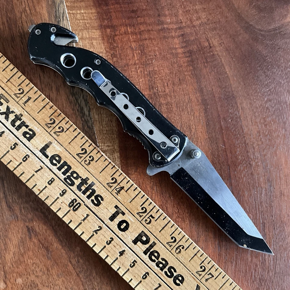 Cuchillo de Bolsillo Plegable Sheffield Rompe Ventanas Cortador de Cinturón Tanto Hoja Foto 2 de 3