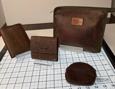 Etro Paisley Bundle Lot Of 4. Pouch EUC Wallets One Color Clock & Coin Purse