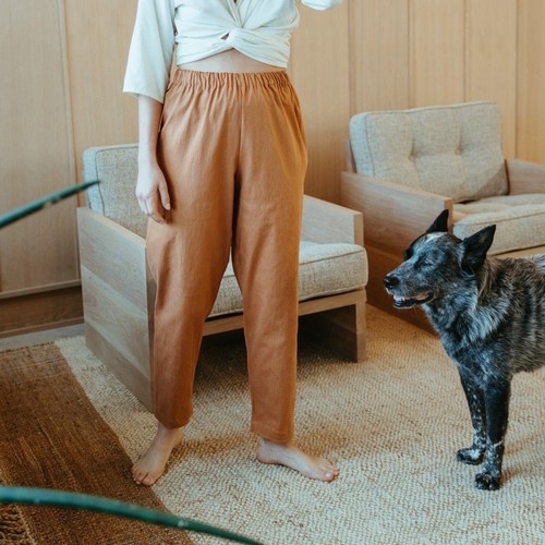 Miranda Bennett Studio Hadid Pant in Walnut Cotton Twill Sustainable Tapered - 3