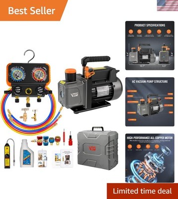 4.5 CFM HVAC Vacuum Pump & Manifold Gauge Kit with Leak Detector   R1234yf/R134a