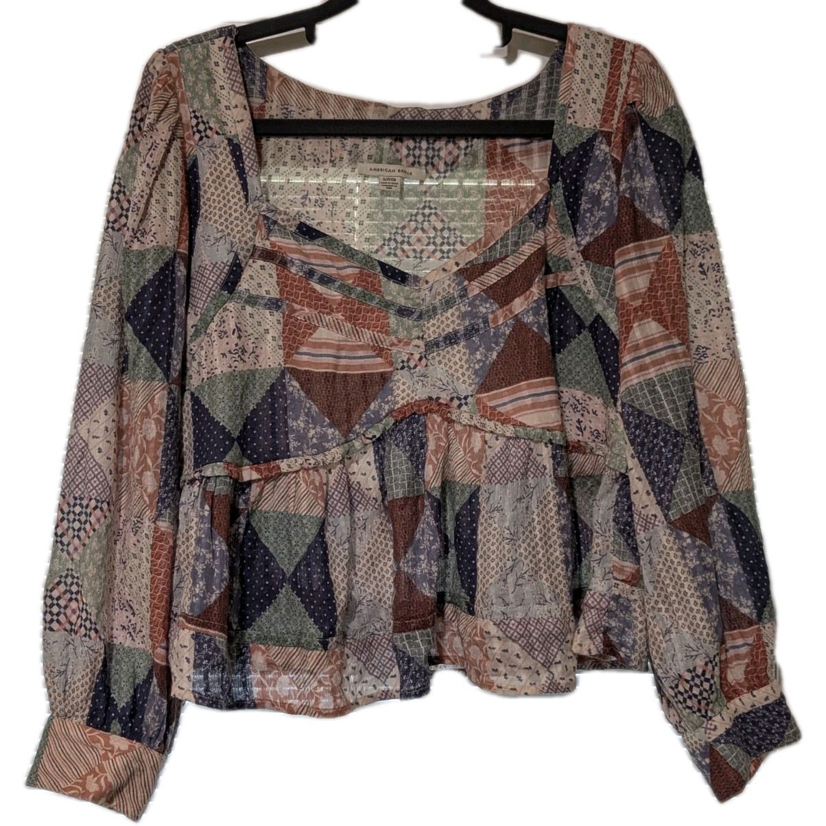 American Eagle Mixed Pattern Patchwork Babydoll T… - image 3