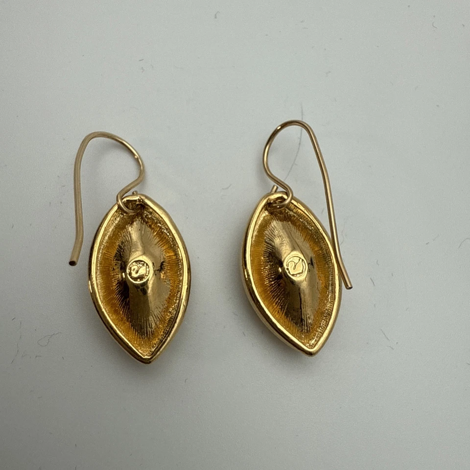 Swarzoski Swan Sapphire Marquise Gold Plated Earrings - image 2 of 2