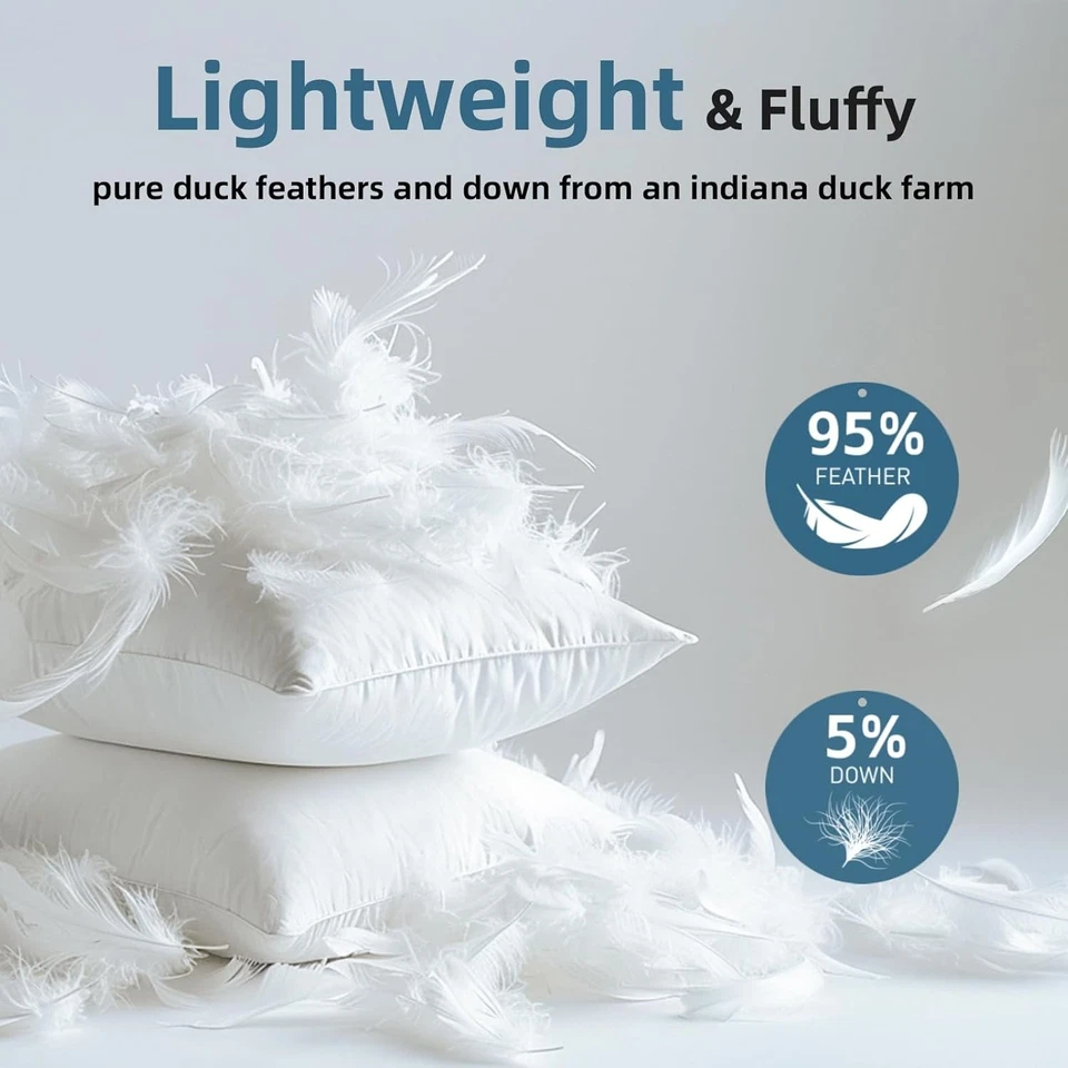 Juego de almohadas lumbares grandes 20x20 - Funda de algodón blanco duradera, hipoalergénica Foto 4 de 4