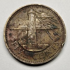 2000 Barbados Five 5 Cents - Caribbean Coin - Brass - World Coin 