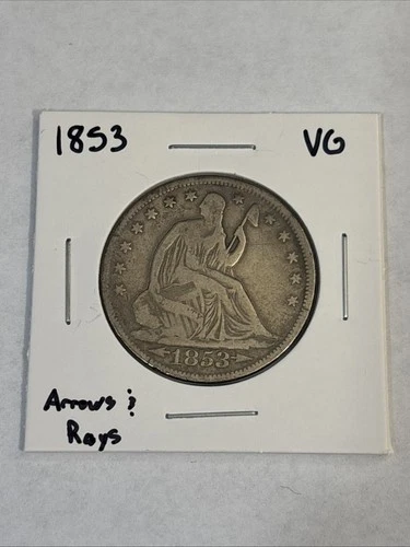 1853 Seated Liberty Half Dollar 50C - ARROWS RAYS - VG