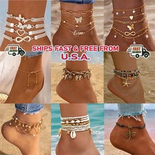 Heart Anklet Bracelet Foot Chain Beach Summer Jewelry Adjustable Ankle Bracelet
