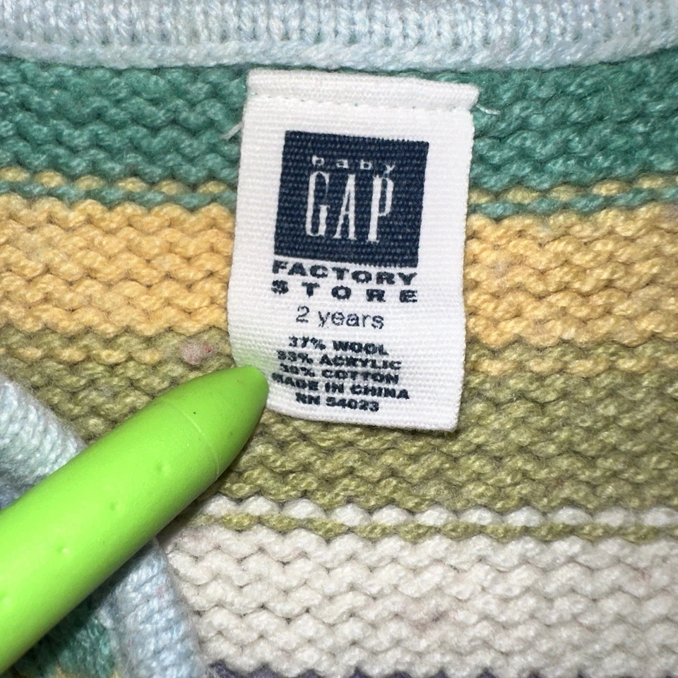 De Colección Y2K Gap Bebé Niños Loco Arco Iris Rayas Suéter Vestido Jersey 2 2T Outlet Foto 2 de 4