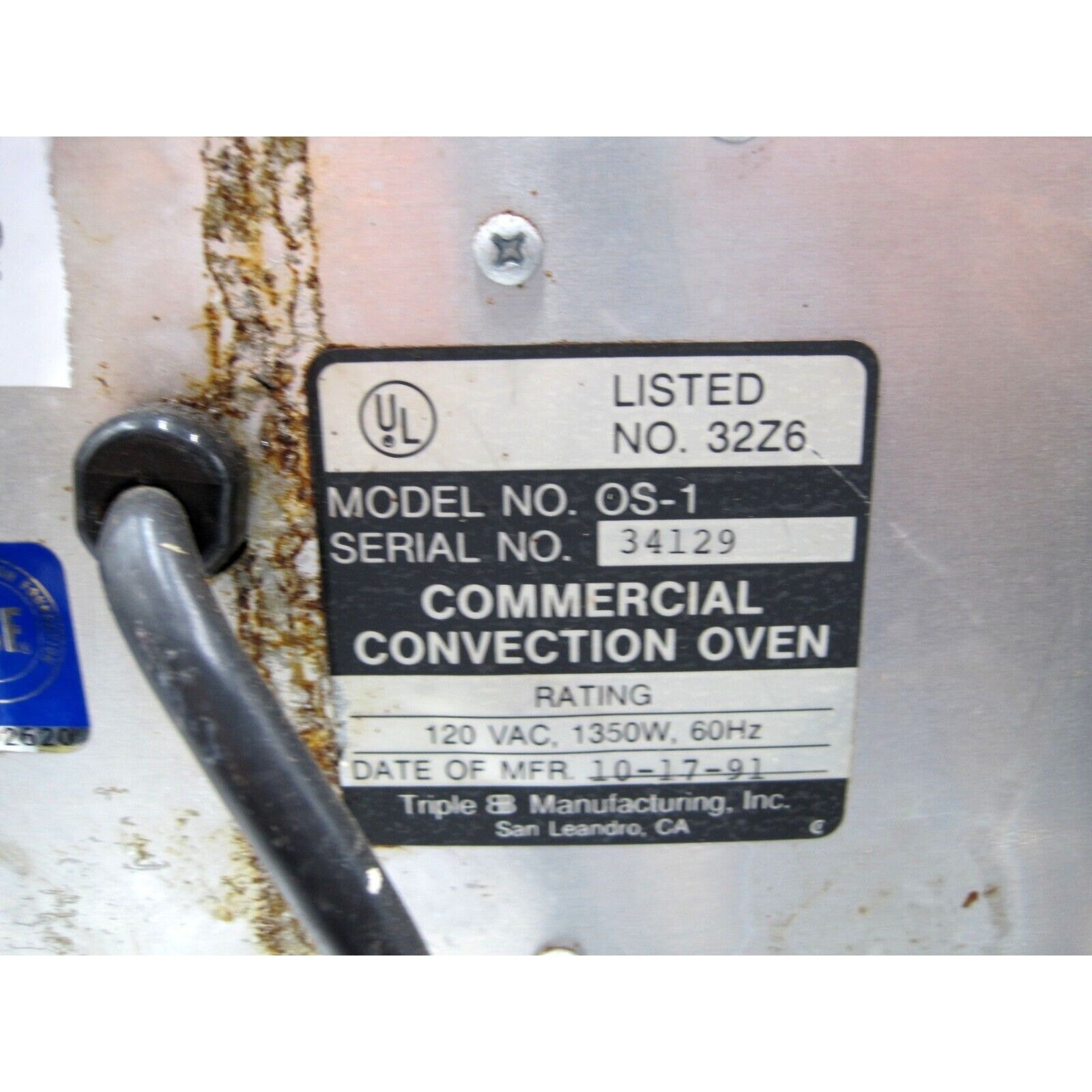 Otis Spunkmeyer OS1 Convection Cookie Oven w/3 Trays Tested