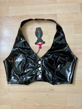Koucla Vinyl Lack Top Crop Top Tanktop Bustier in Schwarz Größe M