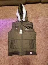 American Crown Outdoors Xl Brown Hooded Puffer Vest Pennsylvana New With Tags