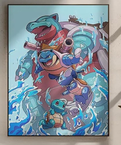 Squirtle, Wartortle & Blastoise Pokémon Poster – Evolution Epic Art - Picture 3 of 4