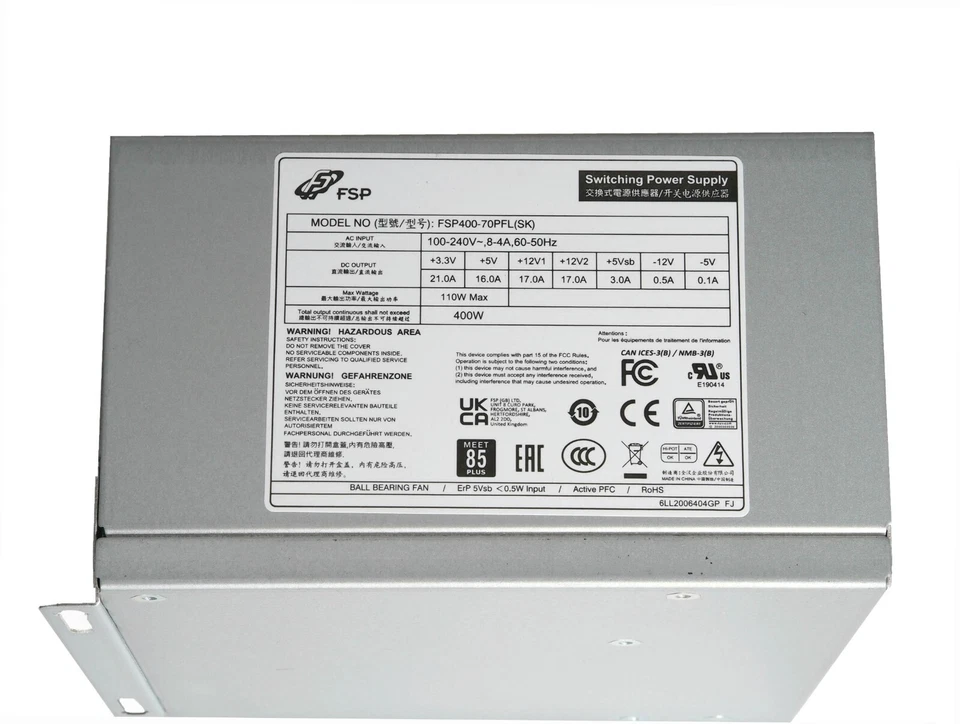 Alimentatore PC FSP400-70PFL(SK) ATX, funzionamento continuo 24/7!, server/workstation, 85+ - Immagine 2 di 4