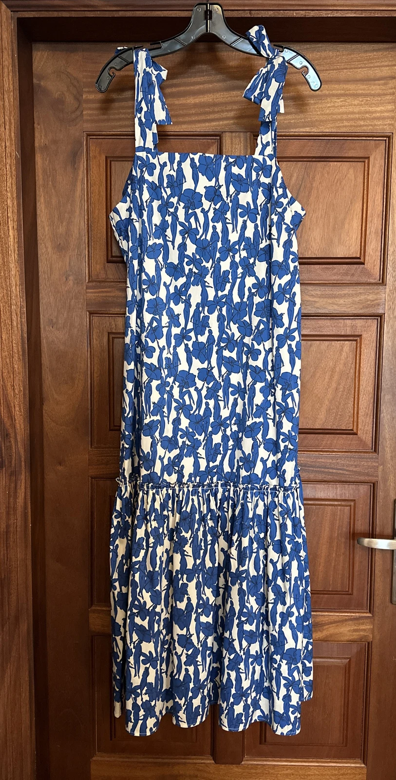 Abito tubino donna Tory Burch X Large blu stampa ibisco nuovo