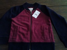 J Crew Crewcuts boys sweatshirt zip up Navy and Burgundy NWT 3 - 8 Retails  69