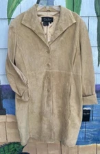 NEW Terry Lewis Classic Lux Trench Suede Leather Coat Jacket Women’s Size 1X
