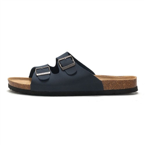 Herren Damen Pantoletten PU Leder Sandalen Korksohle Fußbett Hausschuhe SchuheOL - Bild 28 von 38