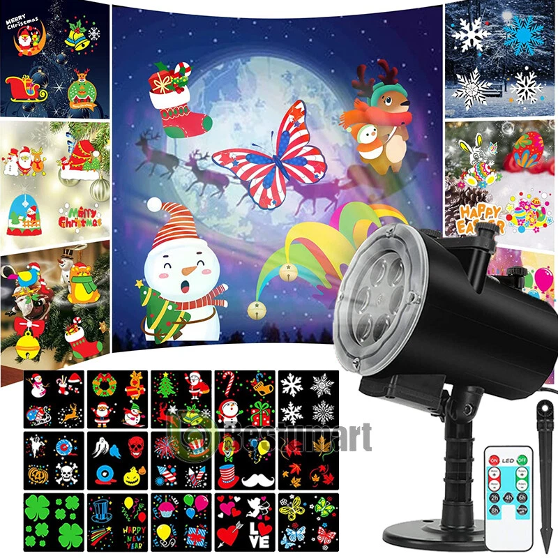 Proyector de luz láser LED de copo de nieve de Navidad interior/exterior nevada lámpara de habitación de Navidad Foto 2 de 4