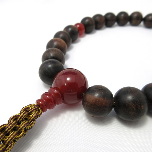 Red Agate & Ebony Japanese Juzu Buddhist Prayer beads Handmade in Kyoto