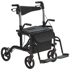2 in 1 Rollator Walker  Transport Chair