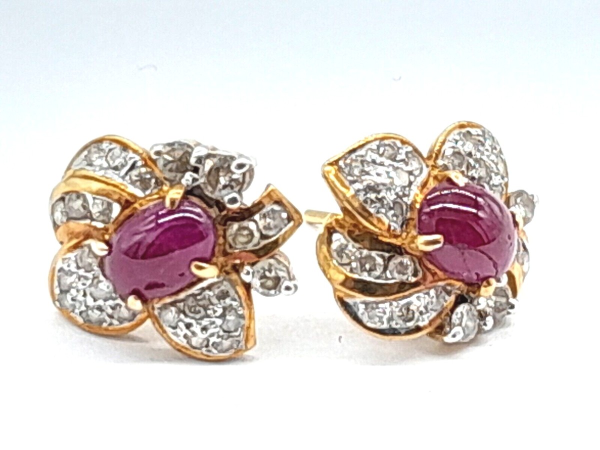 Antique 1950's art nouveau 18k Ruby 46 old cut diamonds high end