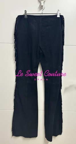 Liquidation PANTALON ZARA FEMME NEUF AVEC ÉTIQUETTE SS25 ÉDITION LIMITÉE CUIR SUÉDÉ FRANGÉ 6098/910/800