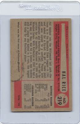 1954 Bowman #219 Hal Rice Pirates VG *1444 | eBay