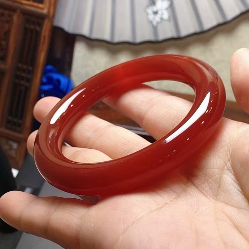 Genuine Natural Hetian Red Jade Gemstone Lady Bangle Inner Diameter 57mm - Picture 3 of 7