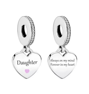 TOCHTER GEDENKCHARM IMMER FÜR IMMER IN MEINEM HERZEN   925 STERLINGSILBER