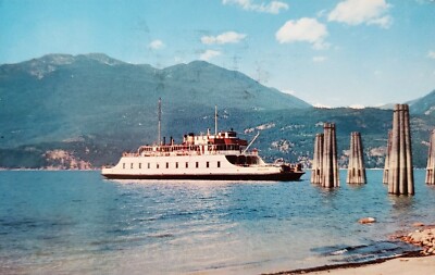Kootenay Lake BC Canada Ferry M.V. Anscomb 1960s Vintage Postcard 