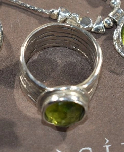 Anillo de plata de ley de vidrio verde Silpada talla 6,5 R1463 collar pendiente a juego Foto 4 de 4