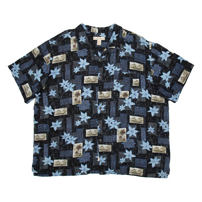 ISLAND OUTFITTERS Herren Hawaiian Shirt Schwarz Floral 2XL