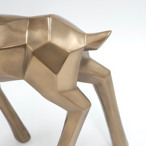 Geometric Large Gold Deer Art Sculpture Ornament statue Interior Décor - Picture 11 of 12