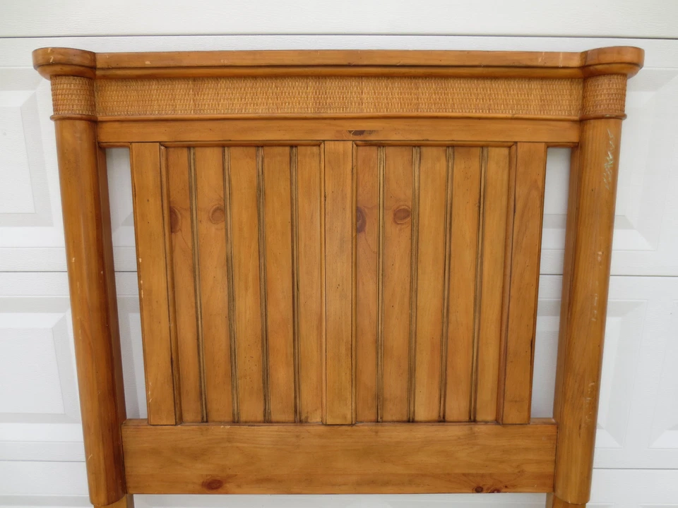 CABECERO ALTO tamaño doble cabaña costero tropical Shabby Chic persiana ST mimbre Foto 3 de 4