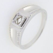 Men's Sterling Silver Semi Mount Ring Setting Round RD 6x6mm Unisex Ring