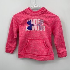 Under Armour Girls Coldgear Loose Long Sleeve Logo Hoodie Pullover Pink Size S