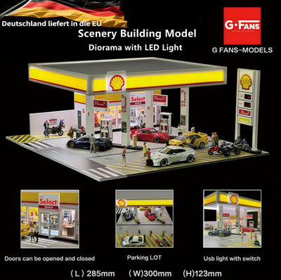 1:64 Diorama Parkplatz Modell LED Beleuchtung Stadt Garage Szene Gebäudemodell