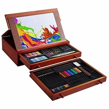 Unopened Vigorfun 99 Piece Deluxe Art Set - Wooden Case with Sketchpad