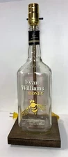 Evan Williams Honey Large 1.75L Whiskey Liquor Bottle TABLE LAMP LIGHT Wood Base