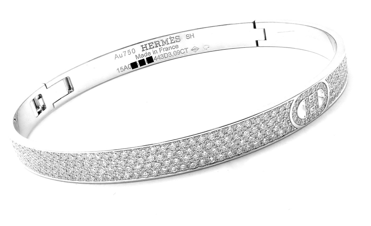 Authentic! Hermes H D'Ancre 18k White Gold Diamond Small Authentic! Hermes H D'Ancre 18k White Gold Diamond Small