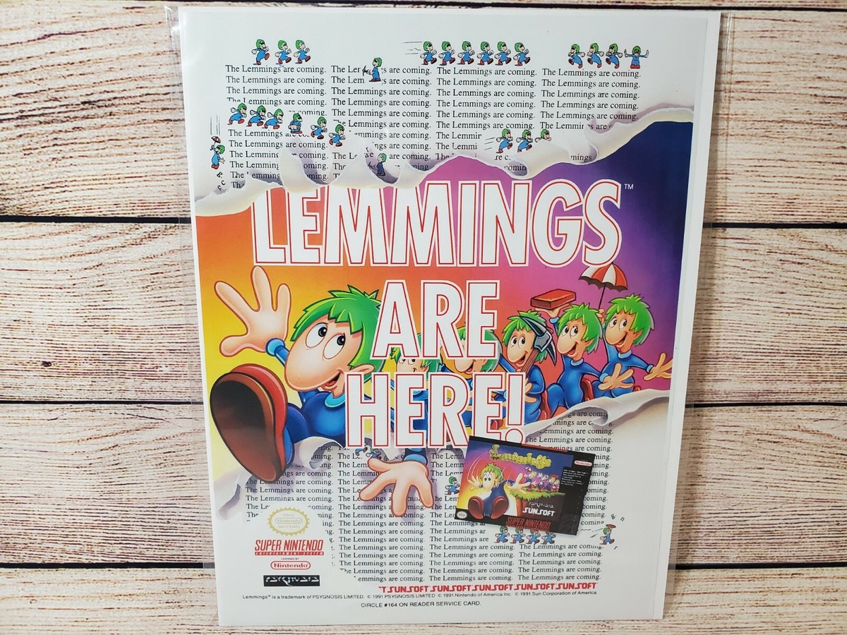Lemmings Super Nintendo SNES Magazine Promotional Ad Poster