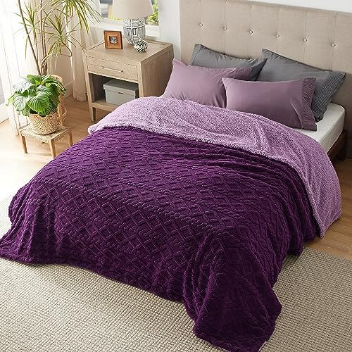 Sherpa Purple Bed Throws King Size Sherpa King Size Blanket For