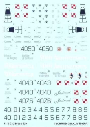 Techmod Decals 1/48 GENERAL DYNAMICS F-16 BLOCK 52+ Fighter - Picture 2 of 6