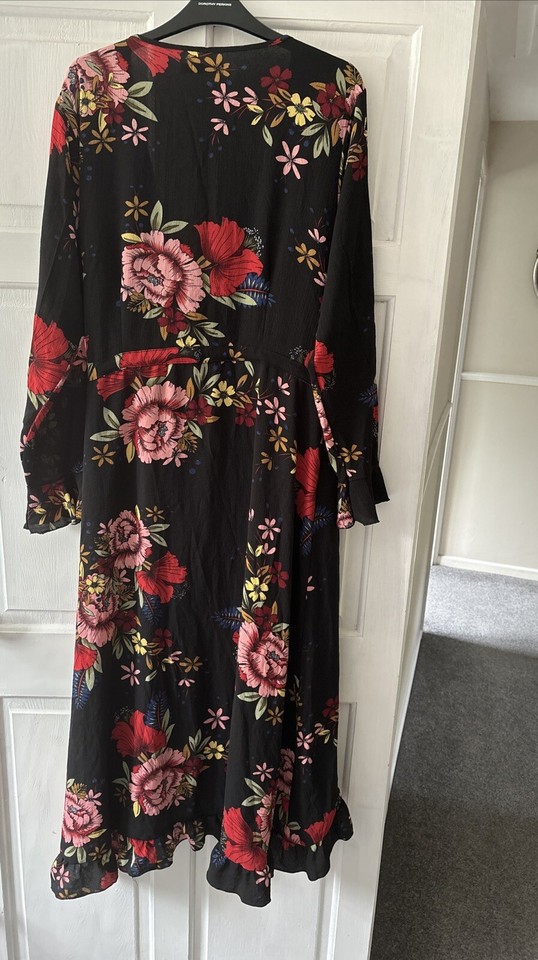 Boohoo Floral Wrap Midi Dress Size 18 BNWOT eBay